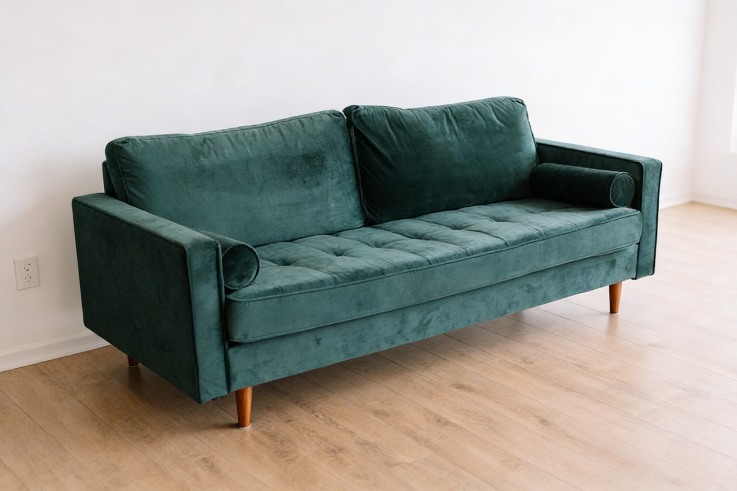 Calm Bett mit Eichenholz-Kopfteil - Grün - Mitte des Jahrhundertses Design aus Eichenholz