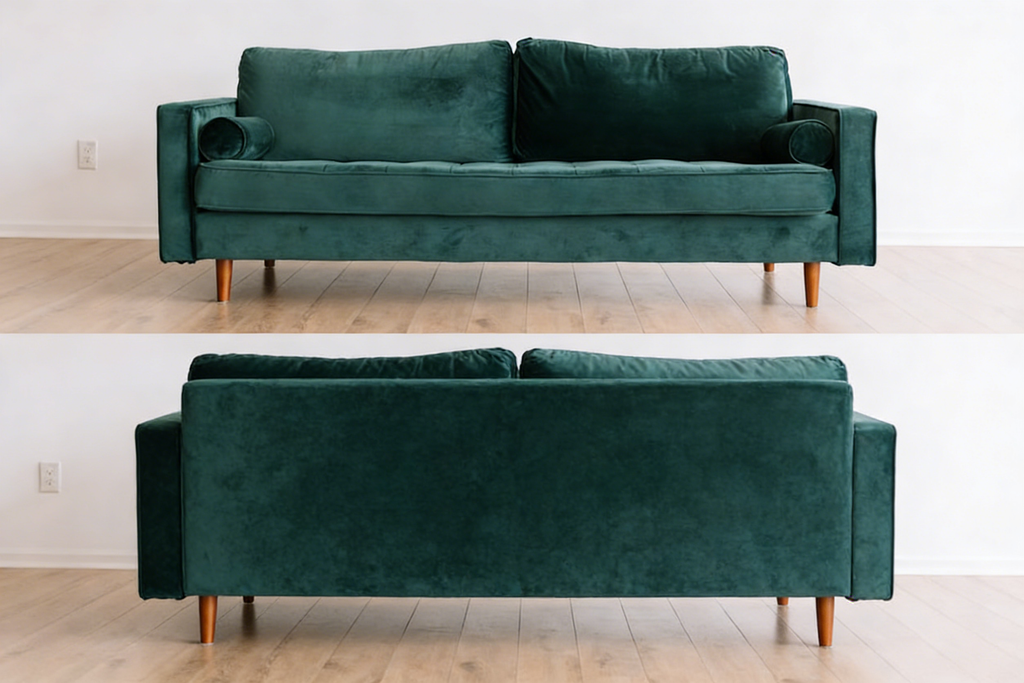 Calm Bett mit Eichenholz-Kopfteil - Grün