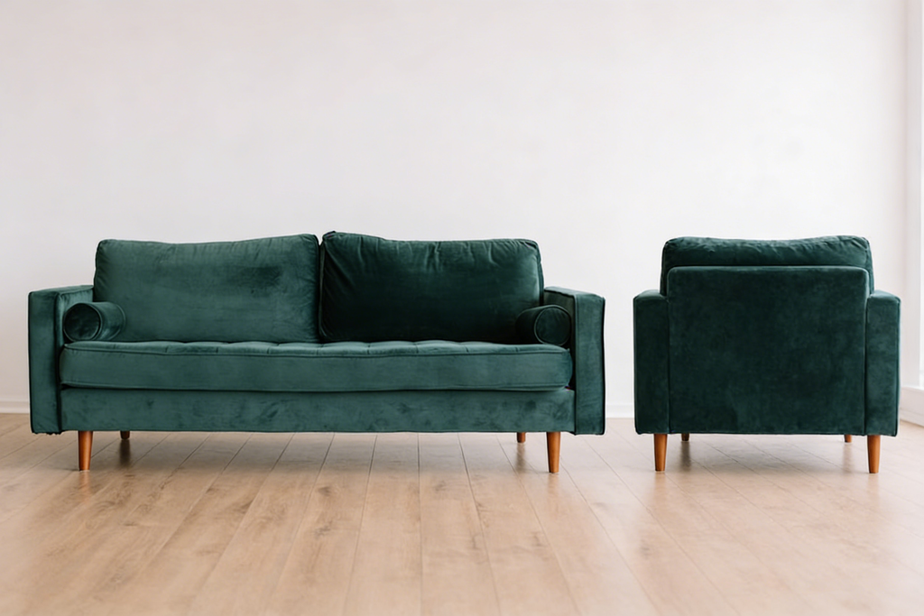 Calm Bett mit Eichenholz-Kopfteil - Grün