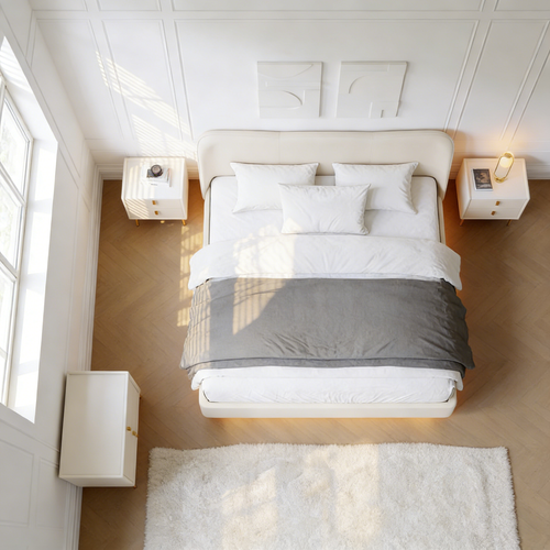 Circle Couchtisch - Glas Tischplatte (Beige)